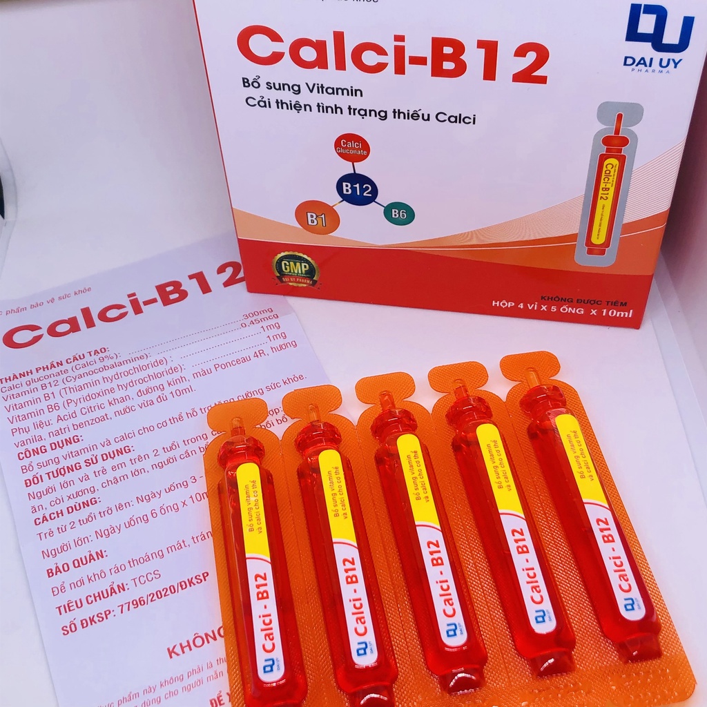 Calci B12 hộp 20 ống 10ml - Bổ sung vitamin - Cải thiện tình trạng thiếu calci