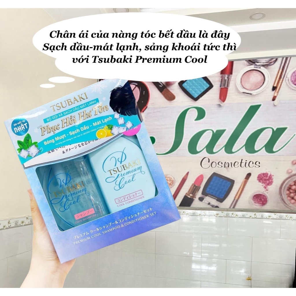 Bộ đôi gội xả Sạch Dầu Mát Lạnh Tsubaki Premium Cool Set (490ml/chai)