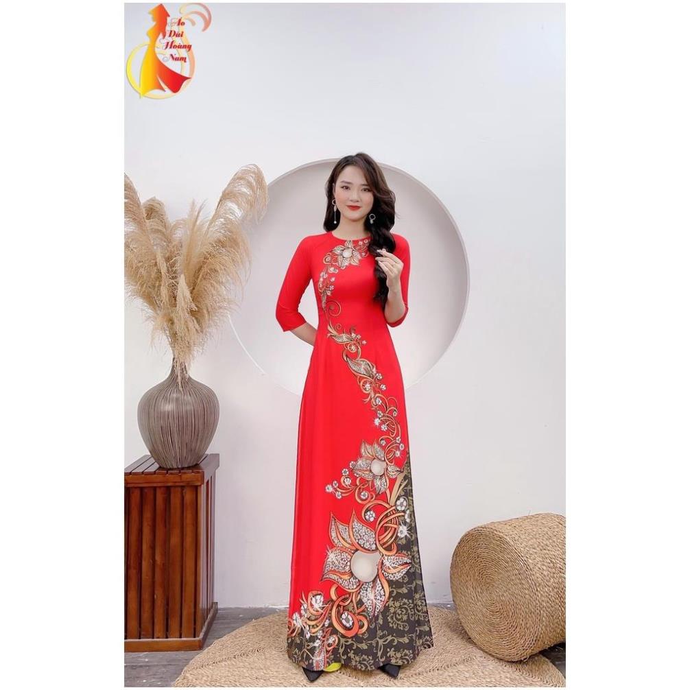 Áo dài lụa nhật in 3d sắc sảo, mềm mịn, mát, chuẩn form, đủ size từ 40-70kg, 3 mẫu mới 2022 , Mã XANH  Lv53