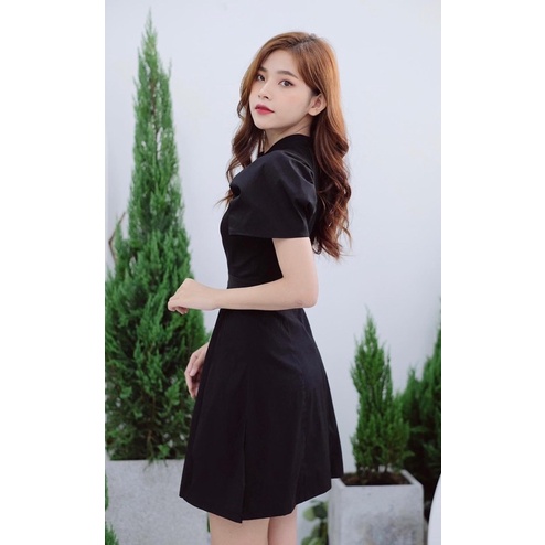 Đầm cổ trụ tay phồng Elly clothing