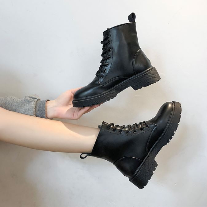 Giày Boots nữ cổ ngắn đế 3 phân WomenStory-Bốt nữ Martins phong cách Boot Ulzzang năng động da trơn trẻ trung cá tính