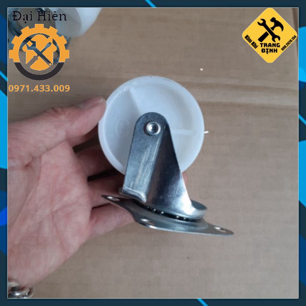 Bánh xe kéo hàng nhựa trắng các loại 4cm 5cm 6cm 7cm