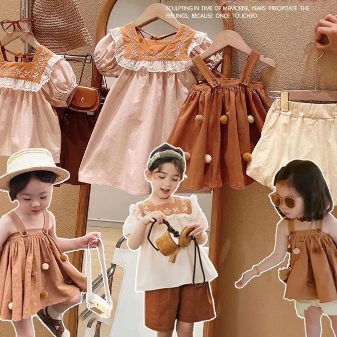 Hàng Mới Về Bộ Đầm Công Chúa Hai Dây Cotton Phong Cách Phương Tây Cổ Điển Thoải Mái Thời Trang Mùa Hè 2022 Cho Bé Gái