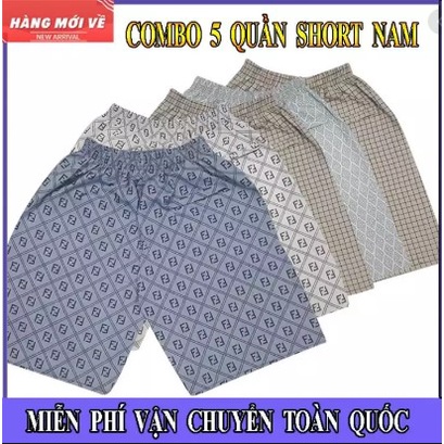 Combo 5 quần đùi KAW nam mặc nhà vải cotton cao cấp - hàng Việt Nam chất lượng cao [BH 1-1]