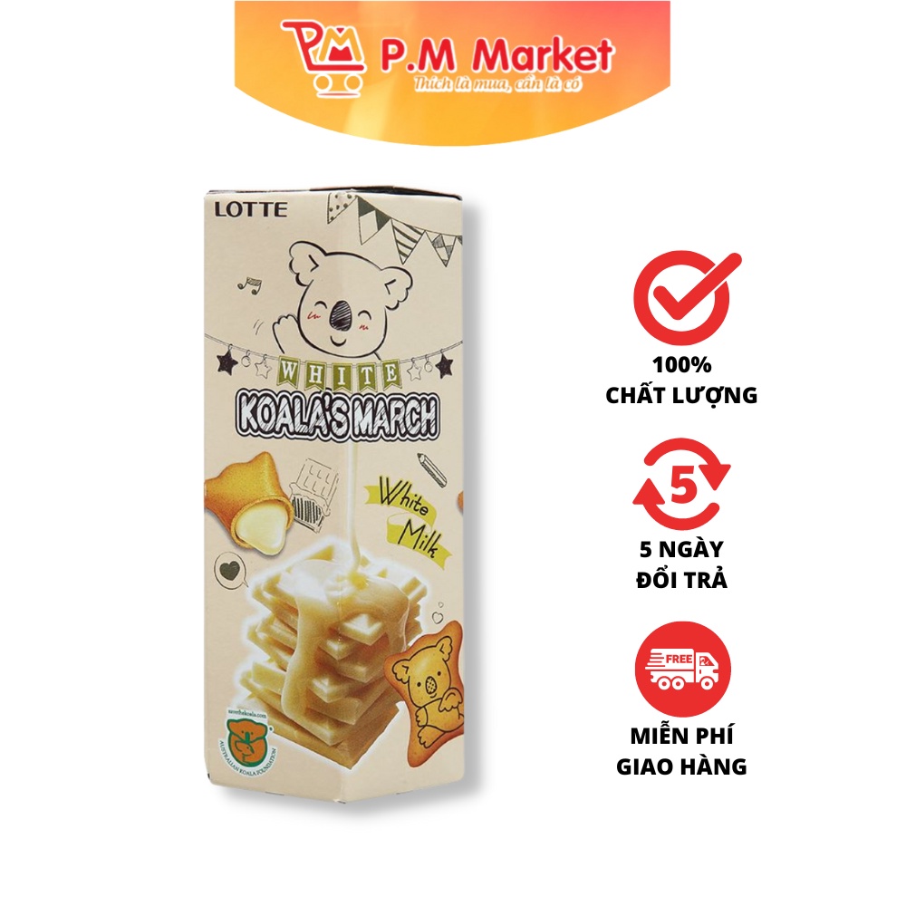 Bánh gấu nhân socola trắng Lotte Koala's March hộp 37g - P.M Market