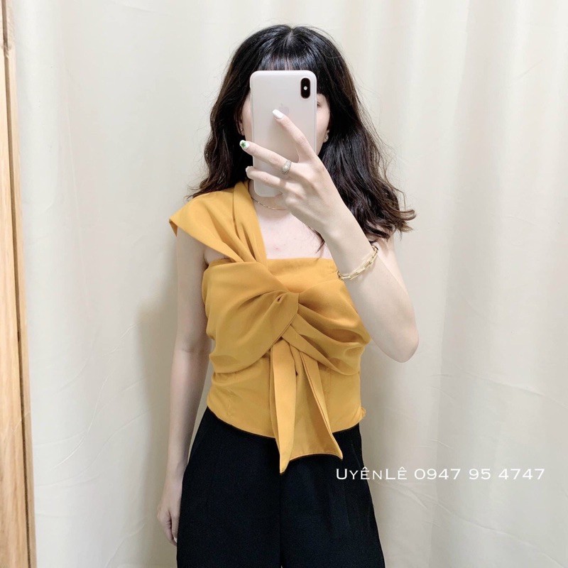 Áo lệch vai thắt nơ bên vai, áo nơ chéo vai - Z8U
