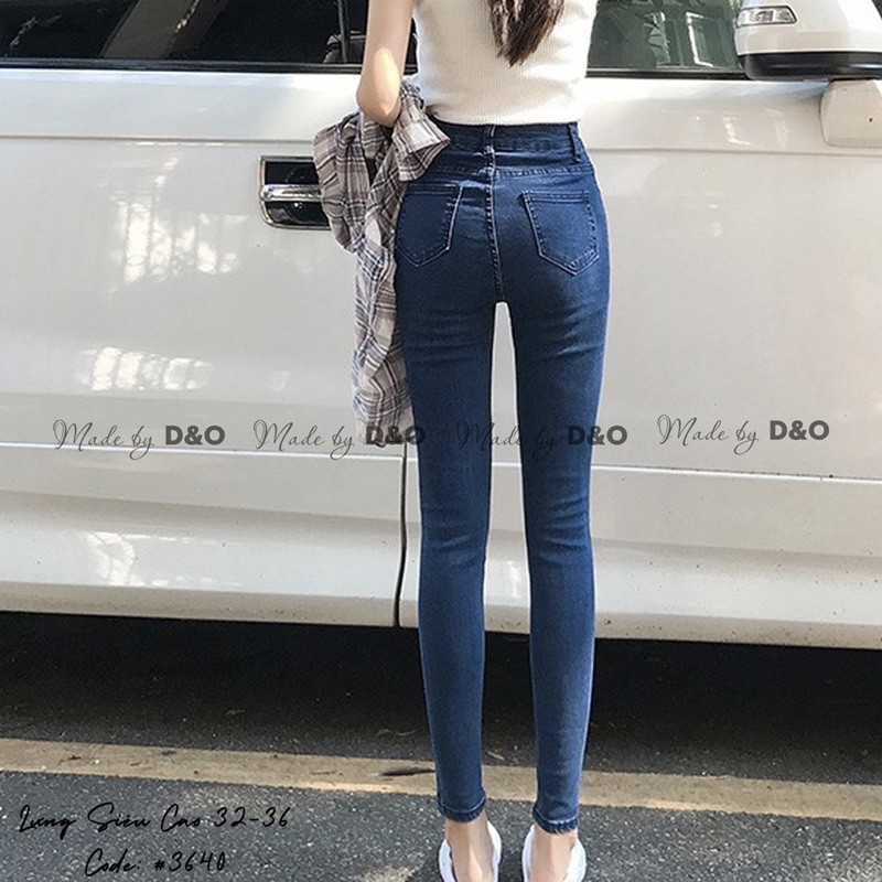 [Bigsize 58-90kg] Quần Skinny Jeans Basic, Lưng Cao Trên Rốn, Co Giãn Mạnh, Tôn Dáng, Gọn Eo Bụng