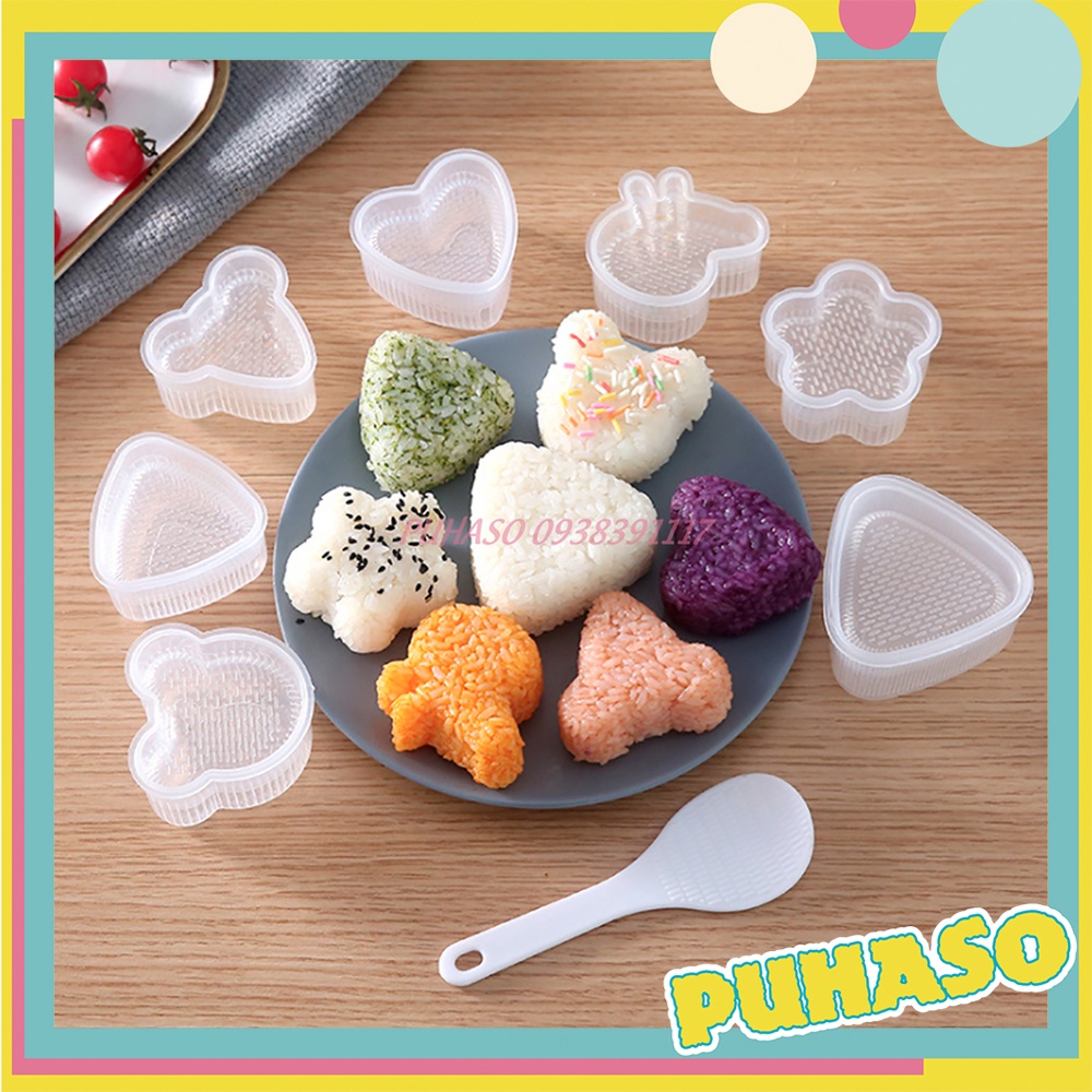 Khuôn Ép, Tạo Hình Cơm Nắm Bento, Khuôn Làm Sushi Onigiri Nhật Bản Giúp Trẻ Ăn Dặm PUHASO