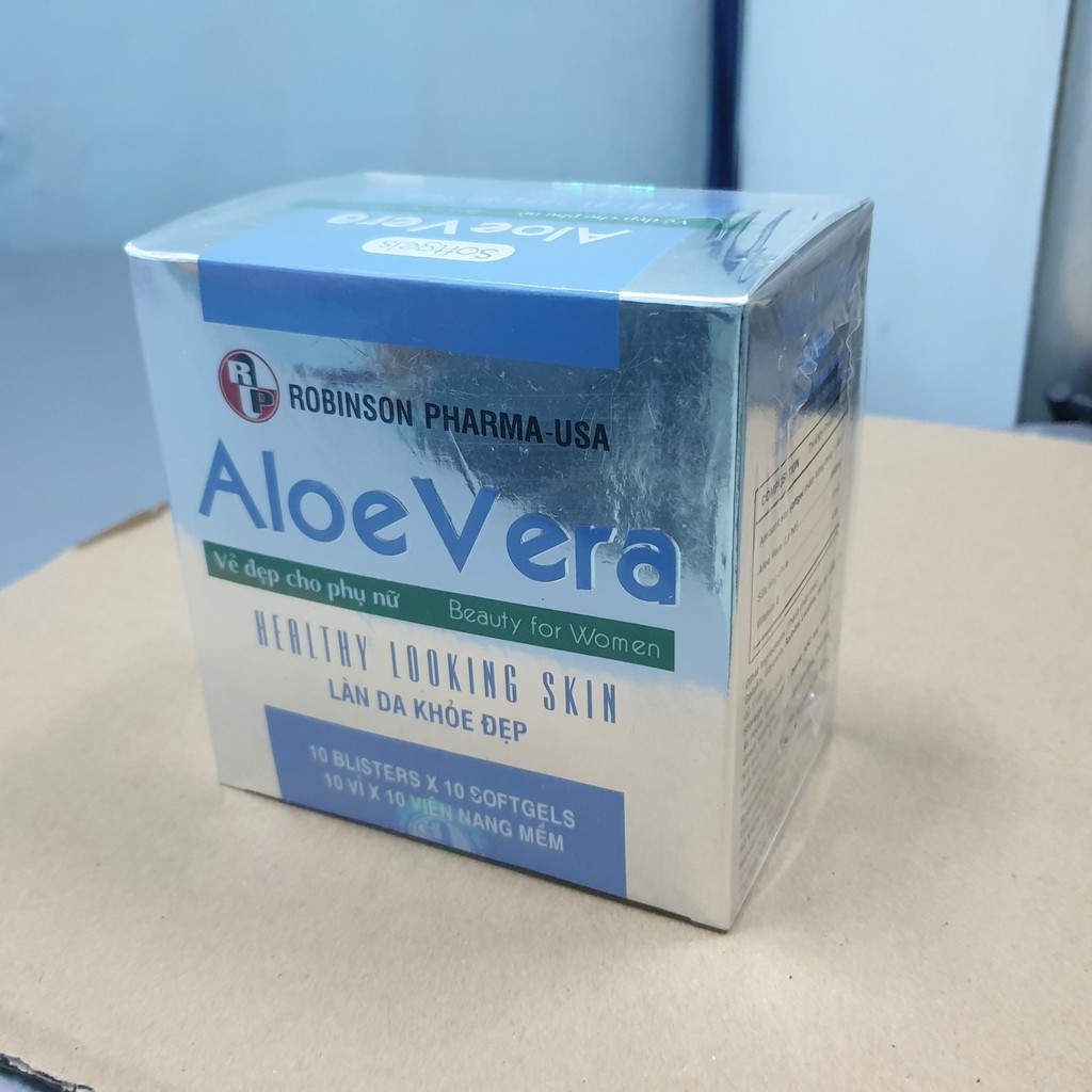 Combo 2 hộp Đẹp da, nhuận tràng, thải độc ALOE VERA  Sữa Ong chúa hộp 100 viên tặng áo mưa dù cao cấp Medibeauty