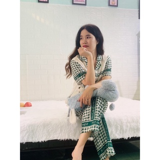 Đồ ngủ, pijama lụa hoạ tiết YSL cao cấp