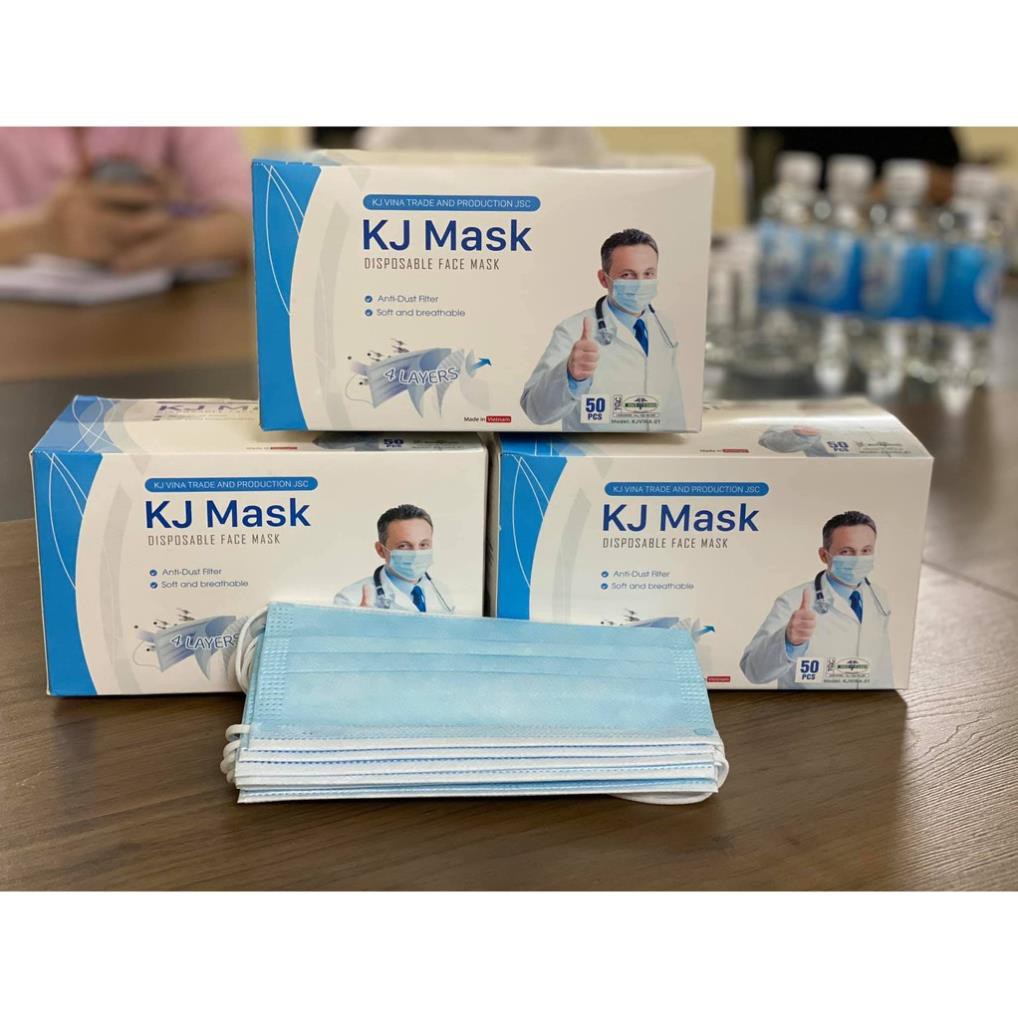 Khẩu Trang Y Tế Kj Mask 4 lớp giấy kháng khuẩn hàng công ty Vina KJ