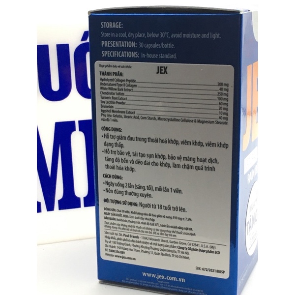 ✅ [Chính Hãng] Jex Natural Joint Paint Relief Thực phẩm hỗ trợ giảm đau trong thoái hoá khớp, viêm khớp dạng thấp.