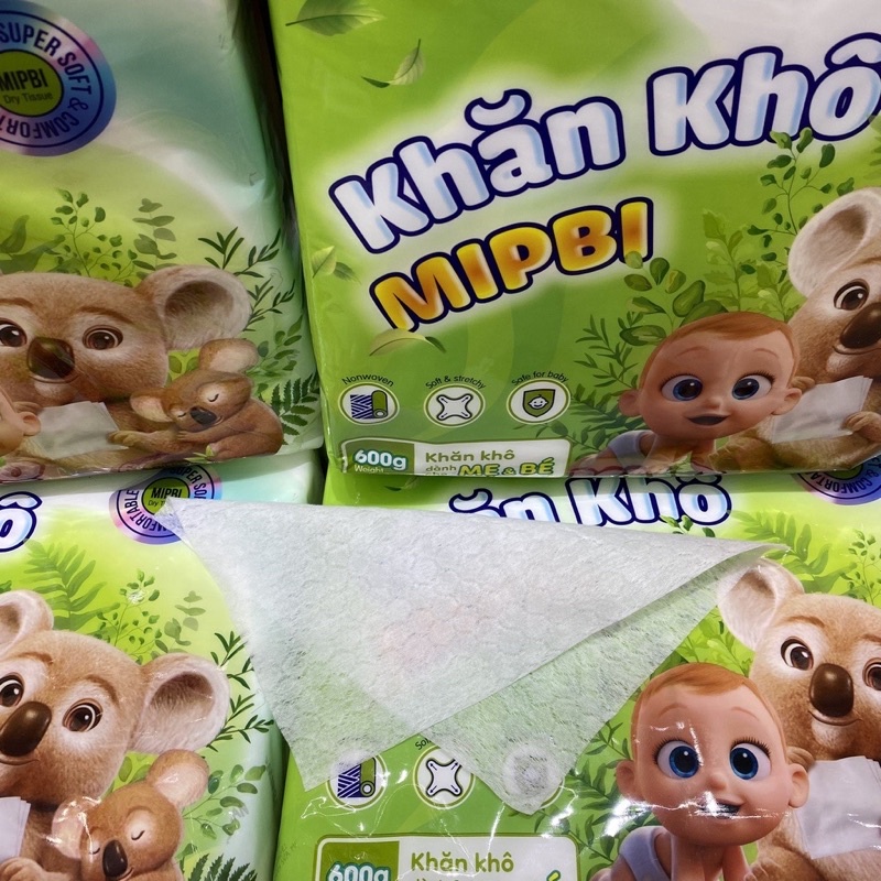 Khăn giấy khô đa năng chính hãng mipbi siêu mềm an toàn cho bé 600g=600 tờ