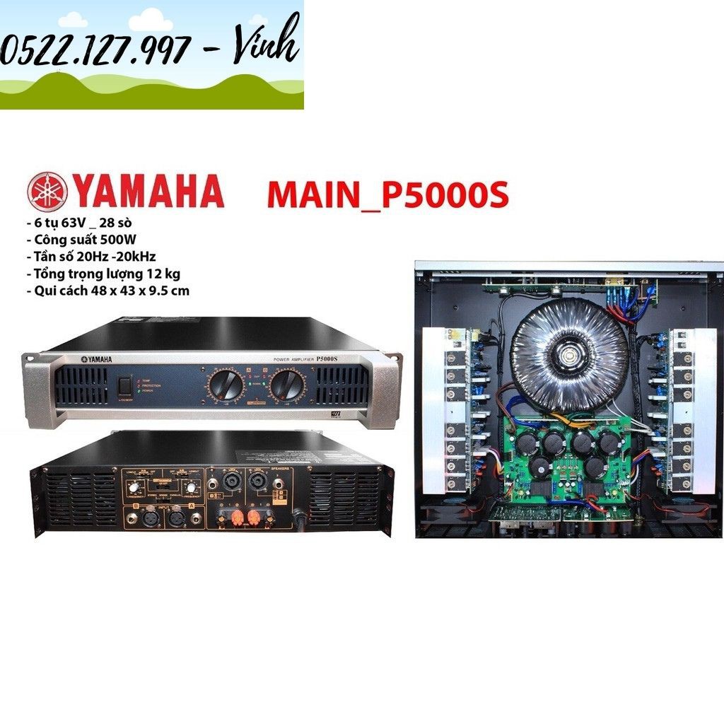 Cục đẩy công suất Yamaha P5000S - Nhập khẩu loại 1 năm 2022, 24 sò lớn Toshiba 8 biến trở,mặt phay nhôm, nguôn đồng tròn