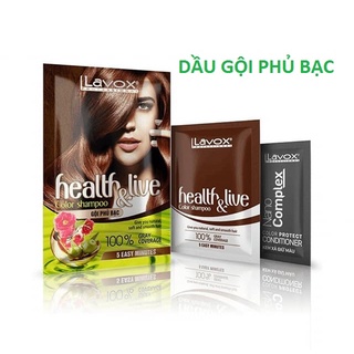 Dầu gội thảo dược nhuộm tóc đen/ nâu phủ bạc lavox 30ml