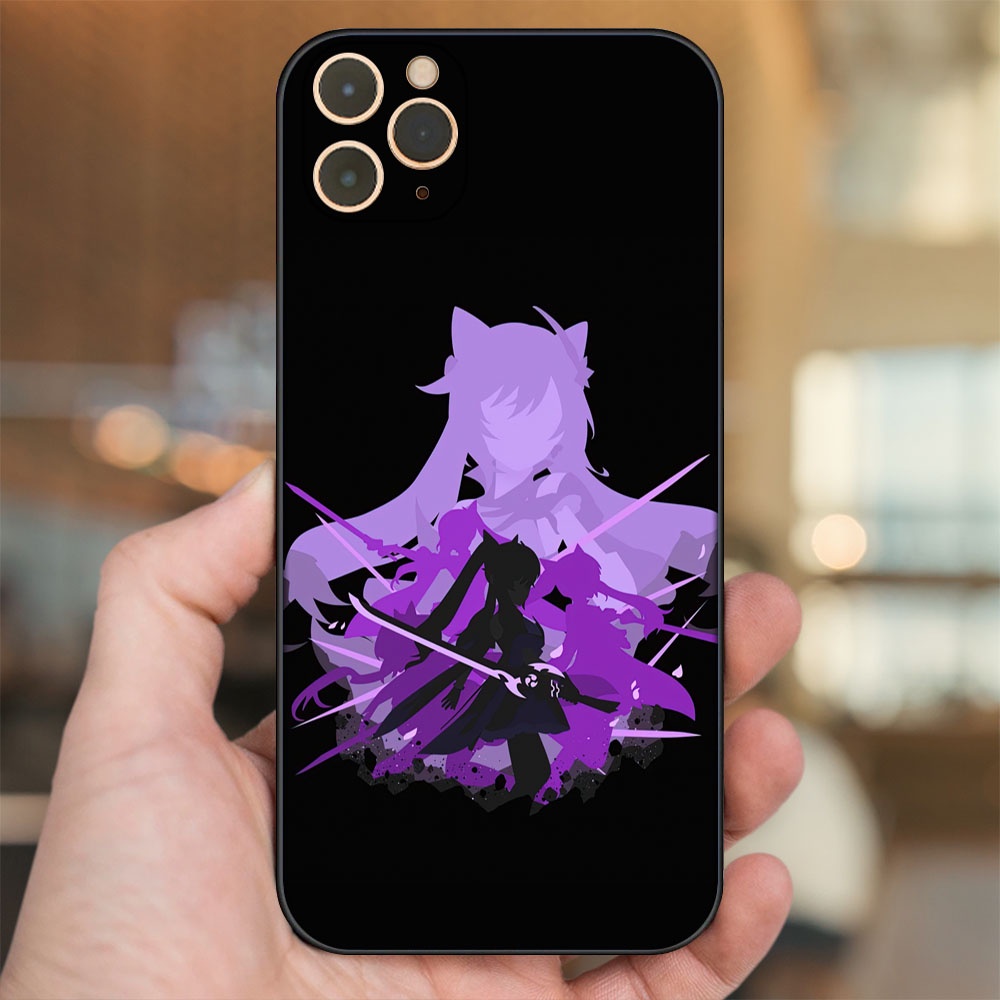 Ốp lưng iPhone 11 Pro Max dẻo đen cạnh vuông in hình Keqing Genshin Impact