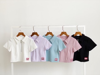 Áo croptop zipper kéo khoá