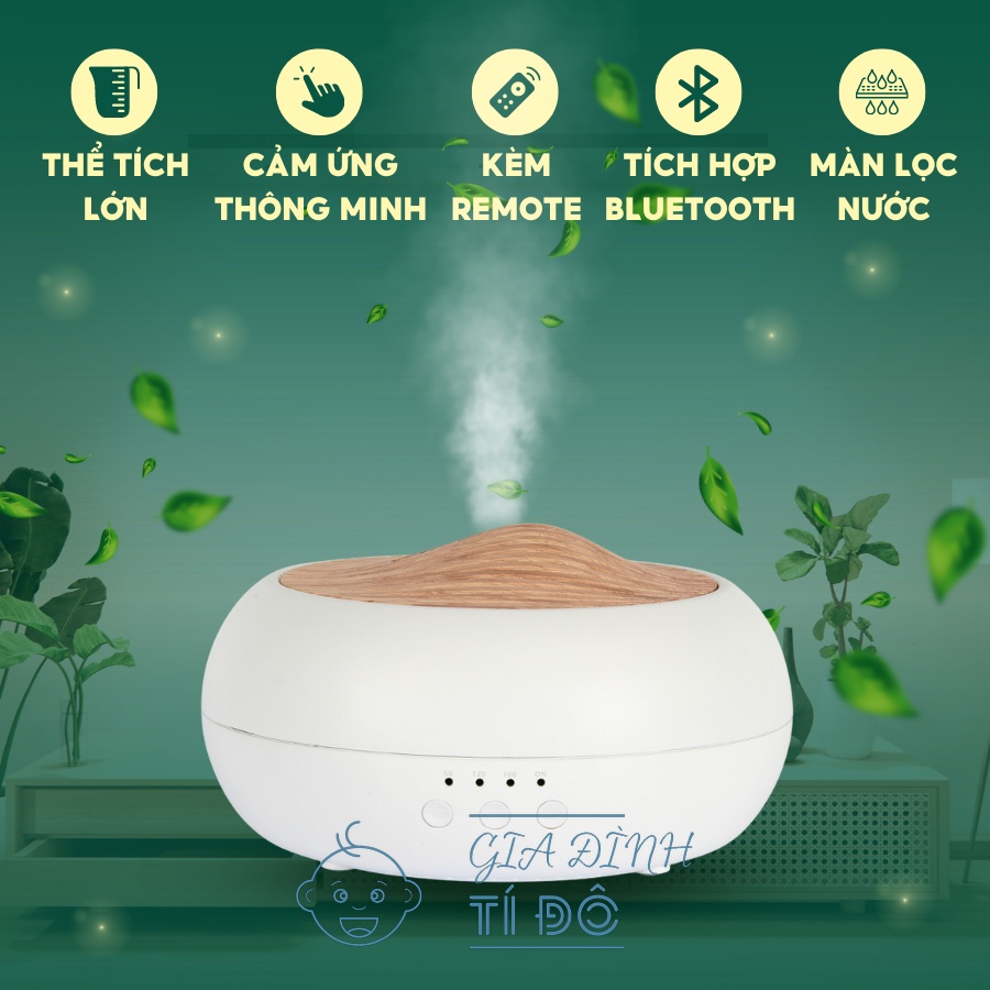 Máy xông tinh dầu, tạo ẩm khuếch tán hương thơm tự động bằng sóng siêu âm dung tích 250ml Kiểu Dáng Vỏ Sò