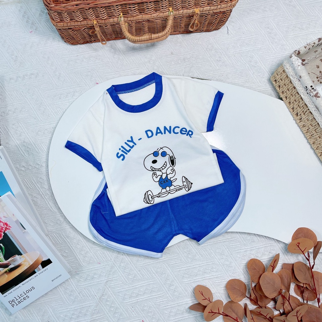 Đồ Bộ Cộc Tay Cho Bé Gái In Hình Chú Chó Cực Xinh Chất Cotton Cao Cấp - SUMO KIDS