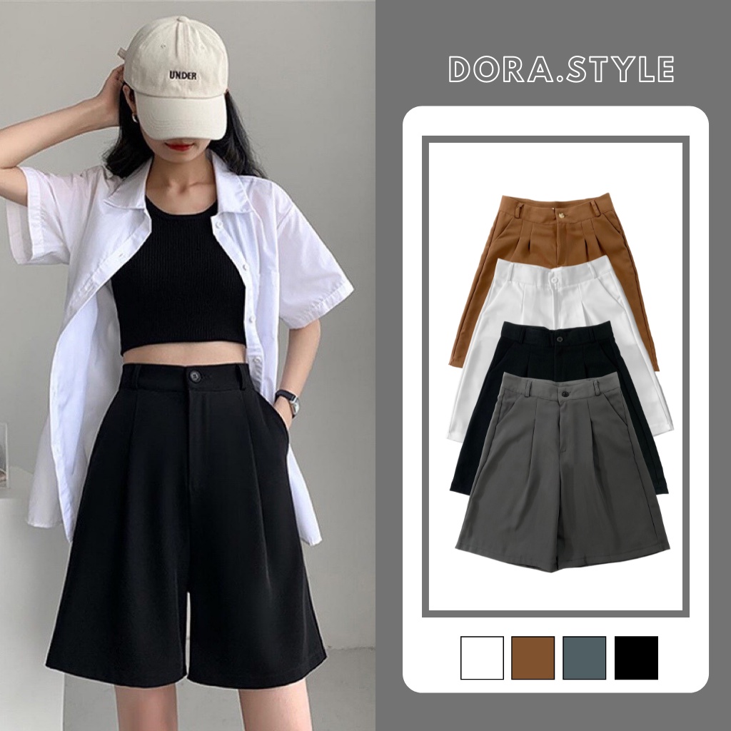 Quần short basic màu đen trắng nâu ghi dễ mix đồ M2066 Dora Style