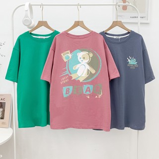 Áo phông nữ cổ tròn hoạ tiết hình gấu bear Friday