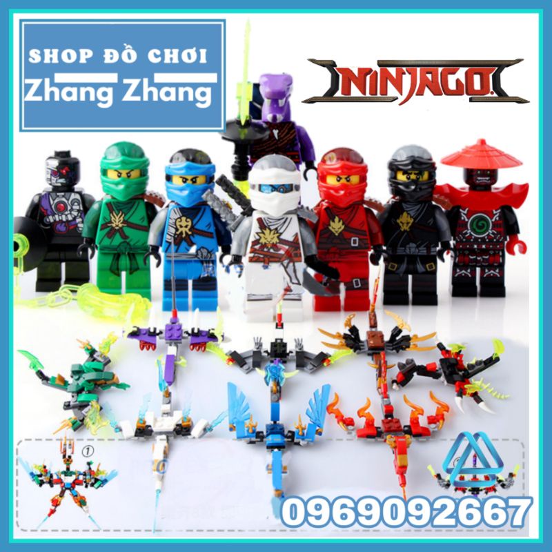 Đồ chơi Xếp hình Ninjago gồm Jay Lloyd Kai Cole Zane Stone Scout Chop rai Cryptor tặng kèm Rồng bay Minifigures SY626