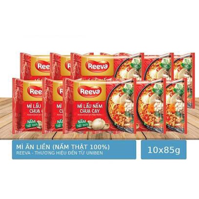Combo 10 gói Mì Reeva vị Lẩu Nấm Chua Cay 85g/gói