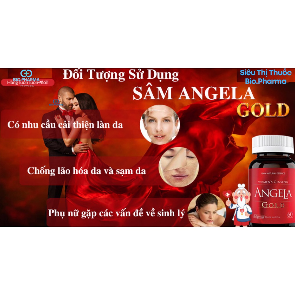 Sâm Angela Gold - Tăng Cường Sinh Lý Nữ, Sức Khoẻ, Sắc Đẹp - Bí Quyết Lưu Giữ Thanh Xuân Hộp 15 v+30v+60v