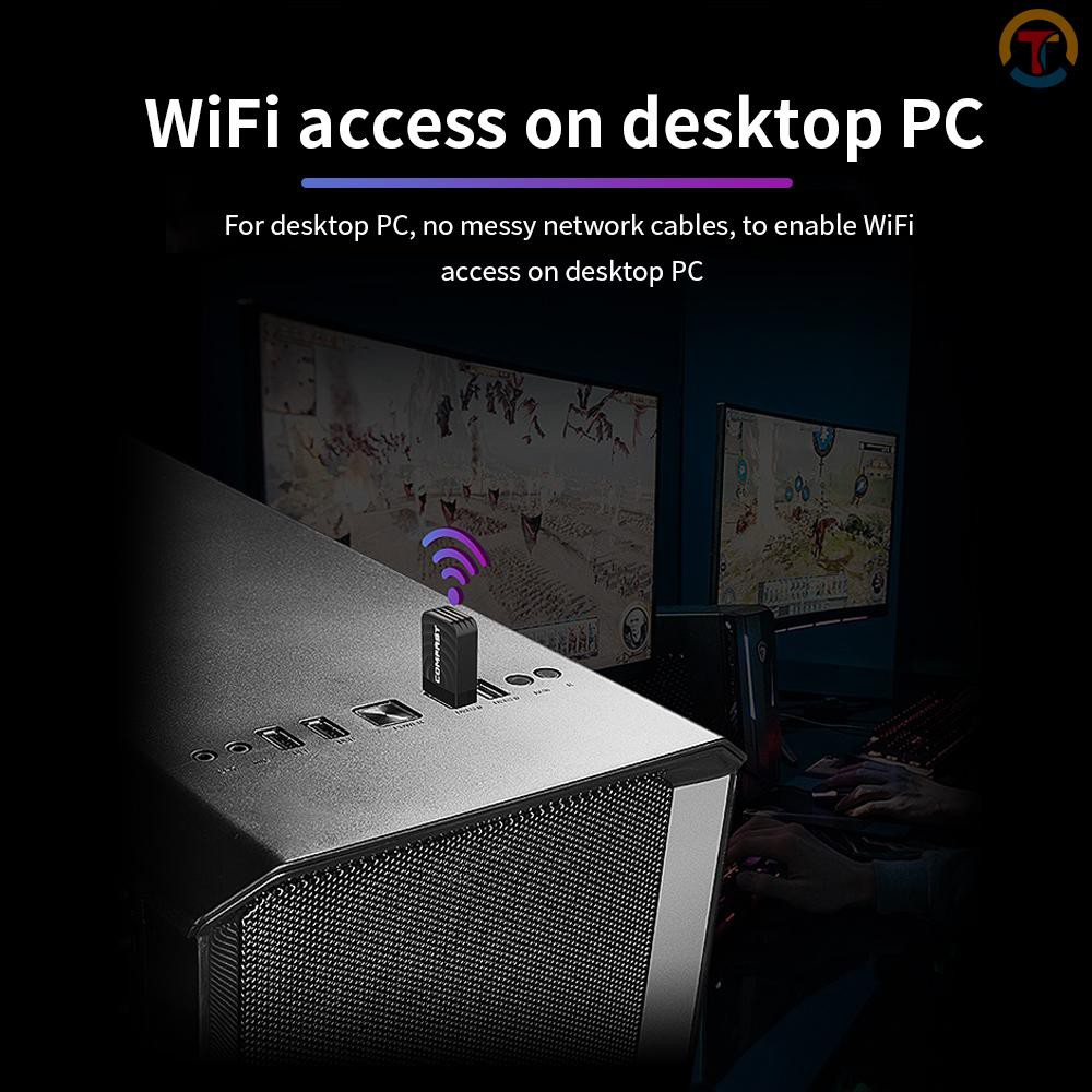 USB truyền tín hiệu wifi không dây Tgl Comfast Cf-812Ac Ac với cổng USB 1300mbps 2.4g 5.8ghz chuyên dụng