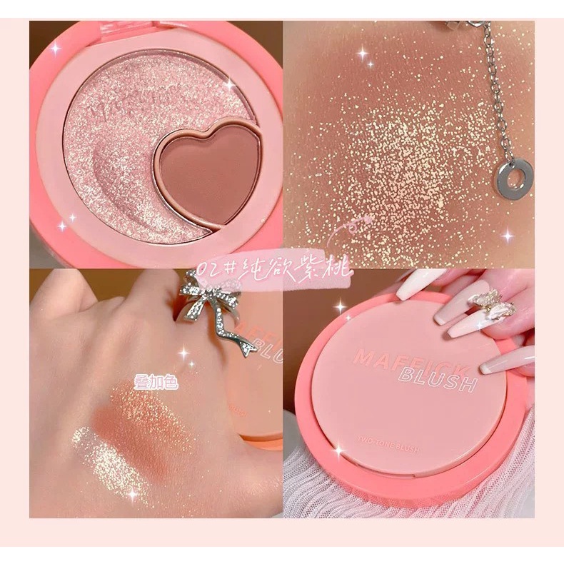 Bảng má hồng &amp; highlight Maffick Sweet Milk Peach Two-Tone Blush