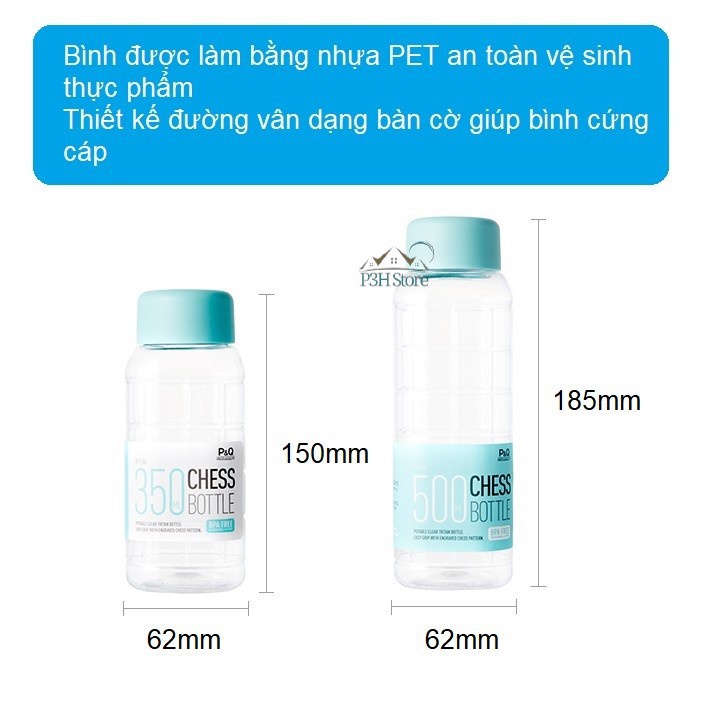 Bình đựng nước Lock&Lock Chess Bottle chất liệu PET BPA Free dung tích 350ml 500ml HAP815 HAP816 - BABYHOPSG