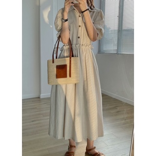 Váy Linen cổ sơ mi