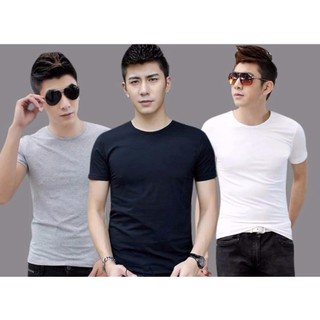 Combo 3 Áo Thun nam cổ tròn mềm mịn  phong cách hàn quốc (Trắng-Đen-Xám)