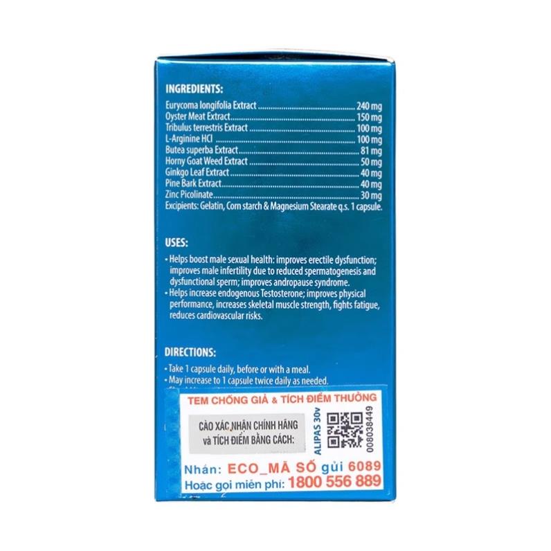 Viên Uống Tăng Cường Sinh Lực Phái Mạnh Sâm  Alipas New Ecogreen 30 Viên [CHÍNH HÃNG VỚI TEM CÀO CHÍNH HÃNG