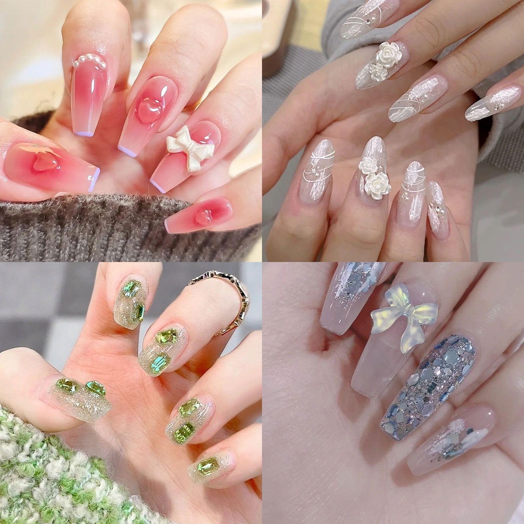 NIUYOU Hộp 6 Ngăn Đựng Hạt Nhựa Acrylic Hình Bướm 3D Trang Trí Móng Tay DIY