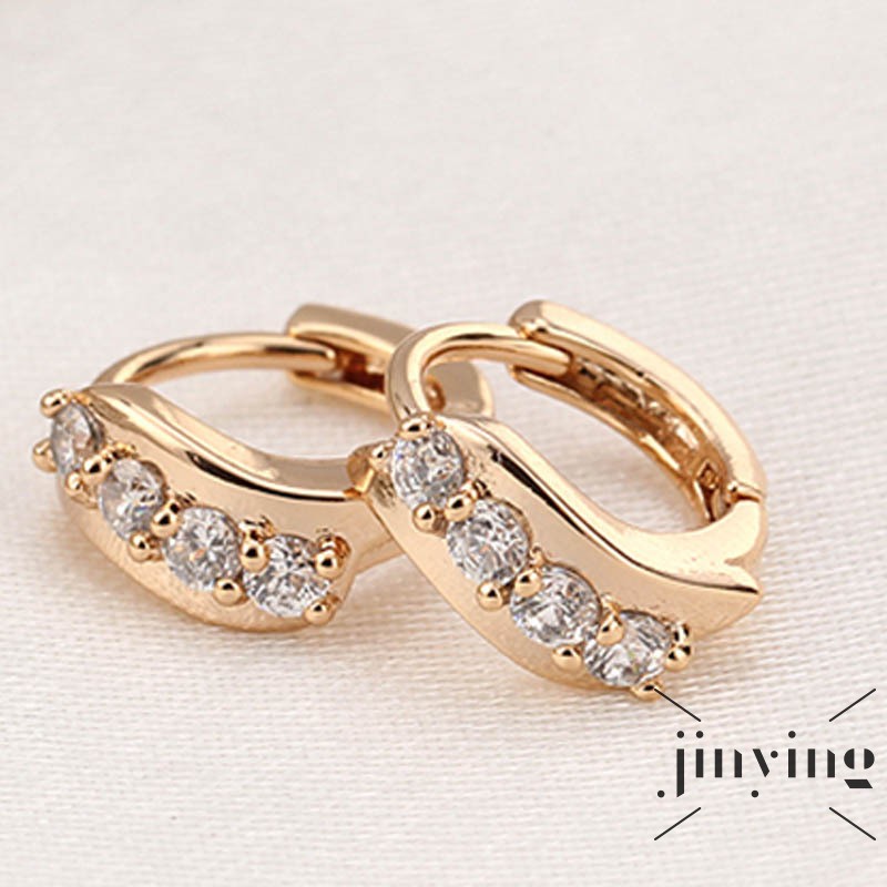 GETNOIVAS Bông tai mạ vàng 18K đính đá Zircon thanh tú