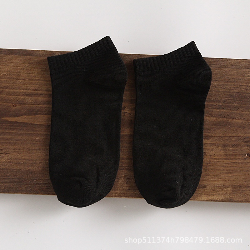 Vớ tất nam nữ cổ ngắn Nhật khử mùi, tất vớ nam nữ cổ ngắn cotton trơn trắng đen xám vintage dày dặn co giãn