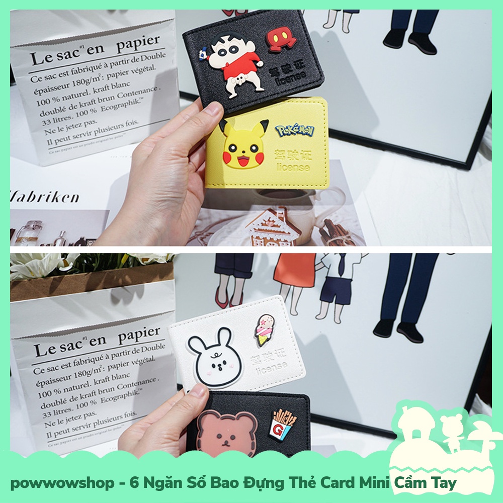 [Sẵn VN - Hỏa Tốc] 6 Ngăn Sổ Bao Thẻ Da PU Đựng Card, Amiibo Mini Cầm Tay Phong Cách Nhật Vật Hoạt Hình