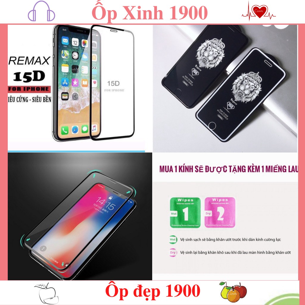 ⚡️ Giá Sỉ ⚡️ Kính cường lực iphone Full Màn 15D REMAX - Miếng dán màn hình 9H