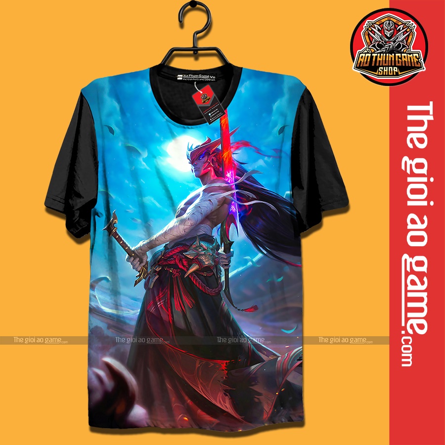 Áo LMHT , Áo Thun Liên Minh Huyền Thoại Yone Unisex Nam Nữ Tay Ngắn Forn Rộng Vải / Thegioiaogame.com