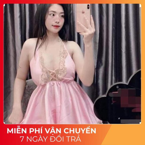Váy Ngủ Sexy, Đầm Ngủ Sexy Yếm Kèm Quần Vải Satin <65kg Xịn Sò | BigBuy360 - bigbuy360.vn