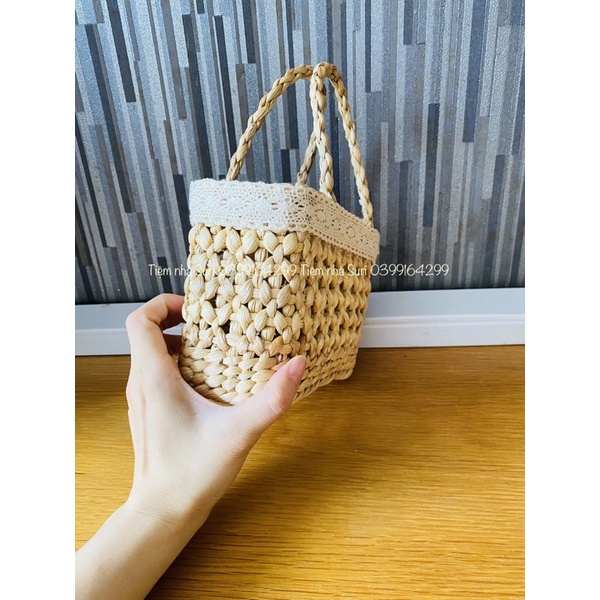 Túi lục bình hoa thị vuông ⚡ HÀNG CAO CẤP ⚡ Túi đi biển, chụp ảnh áo dài, decor theo phong cách Vintage