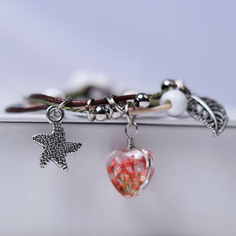 Vòng Tay Gốm Mặt Thủy Tinh Bông Hoa /Trái Tim Trang Nhã Molangshop