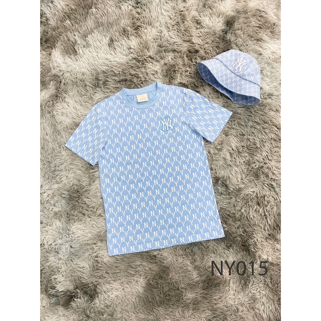 (HÀNG XUẤT XỊN) Áo xanh in mono logo thêu Ny015 Mờ lờ bê Monogram Blue Sky