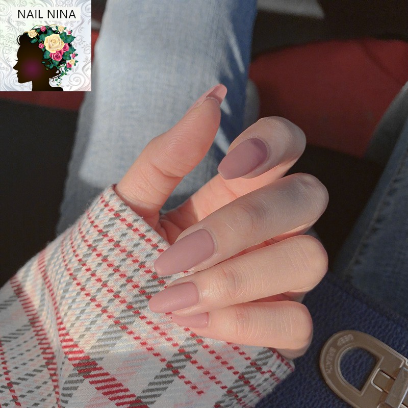 Bộ 24 móng tay giả Nail Nina trang trí nghệ thuật màu hồng tím mã 270【Tặng kèm dụng cụ lắp】