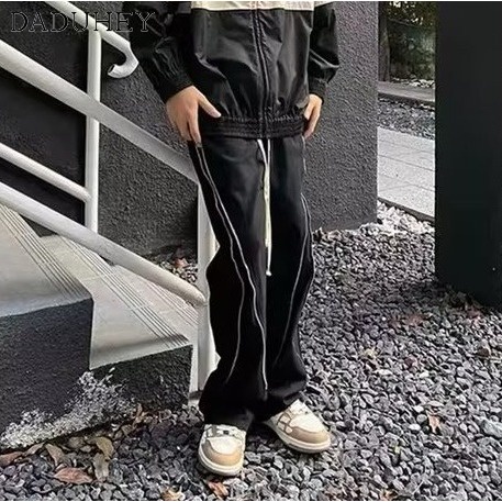 DaDuHey Men's 2022 Hong Kong Style Ins Trendy Retro Easy Matching Loose Casual Pants Straight Trend Fashionable Zipper Multi-Pocket Cargo Pants
