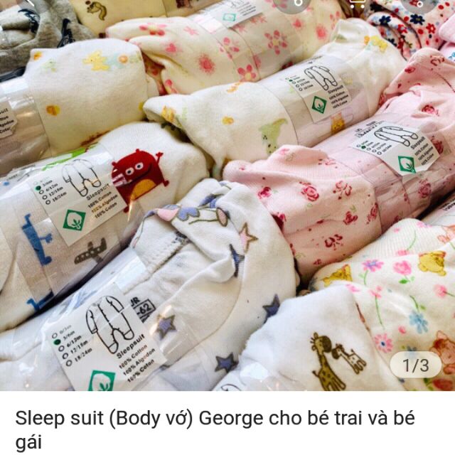 Xả kho set 3 cái Body liền vớ  Cotton cho bé trai bé gái