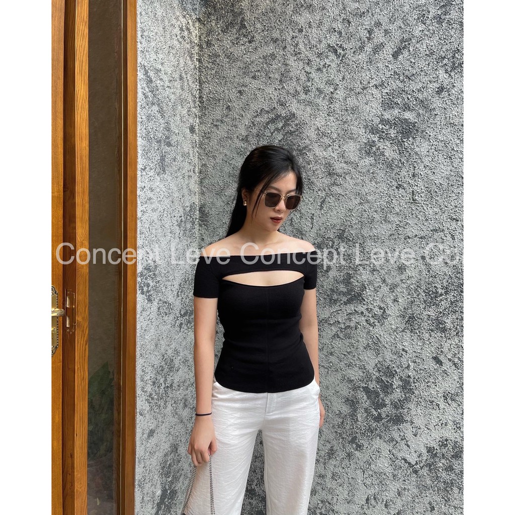 Leve Concept - Áo khoét ngực trơn cộc tay Valerie Top | BigBuy360 - bigbuy360.vn