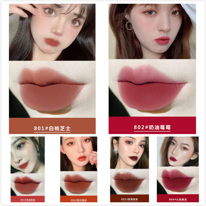 [Hàng mới về] Son môi trang điểm màu nhung lì tự nhiên chống thấm nước lâu trôi với 6 màu sắc thời trang tùy chọn | BigBuy360 - bigbuy360.vn