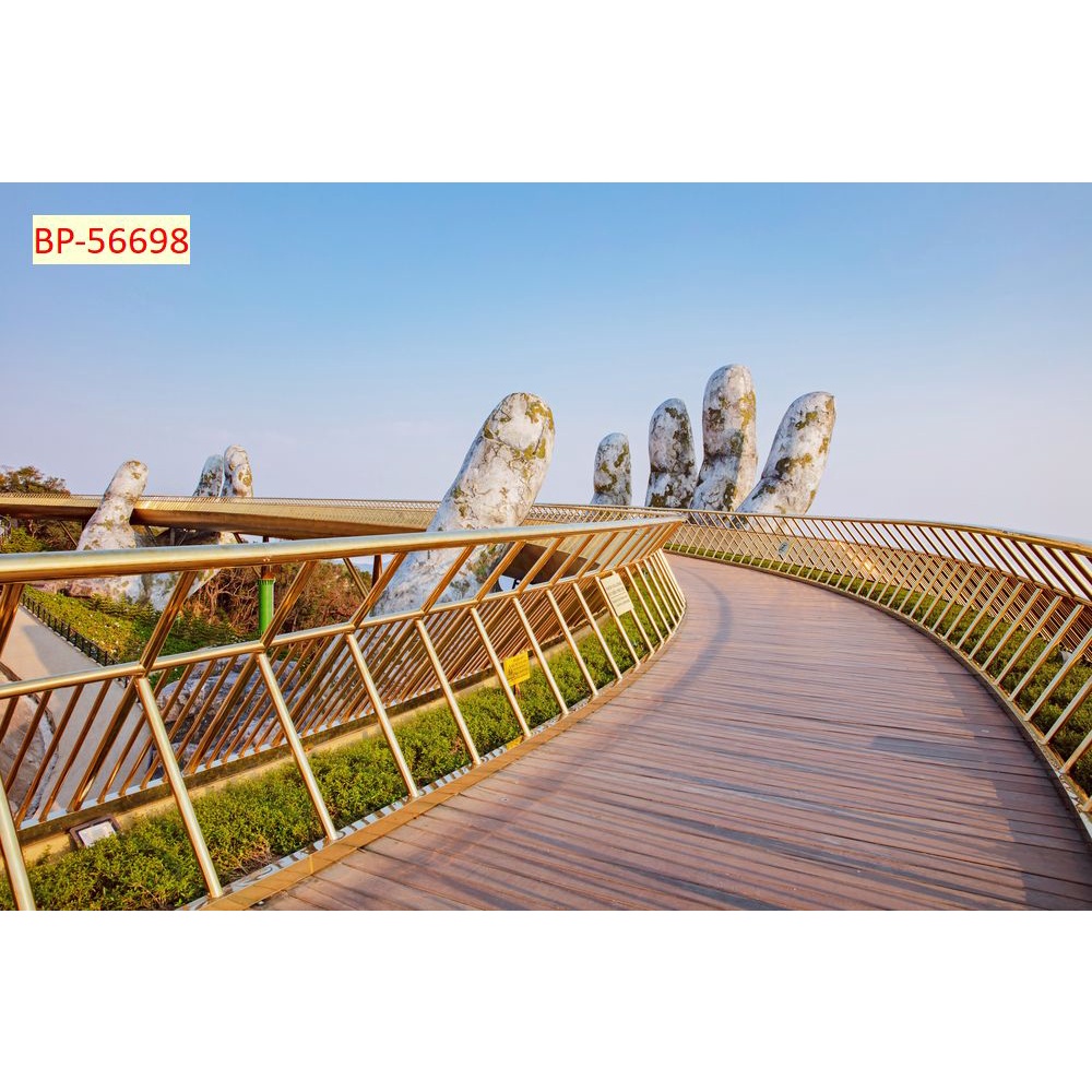 Tranh dán tường Đà Nẵng Hội An cổ kính, đèn lồng, cầu vàng 3D Chất liệu lụa 3D, xé không rách, lau chùi thoải mái